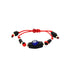 Explore the Genuine Azabache Bracelet for Baby, meticulously handcrafted with an adjustable red rope. This exquisite piece showcases a combination of black and red beads, accentuated by a central Blue Evil Eye Peonia bead featuring a striking white eye design, providing both style and spiritual protection.